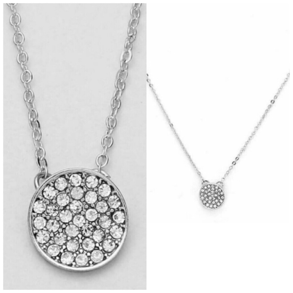 Minimalist rhinestone circle necklace NWT